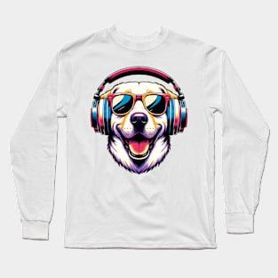 Labrador Retriever Smiling DJ in Japanese Art Style Long Sleeve T-Shirt